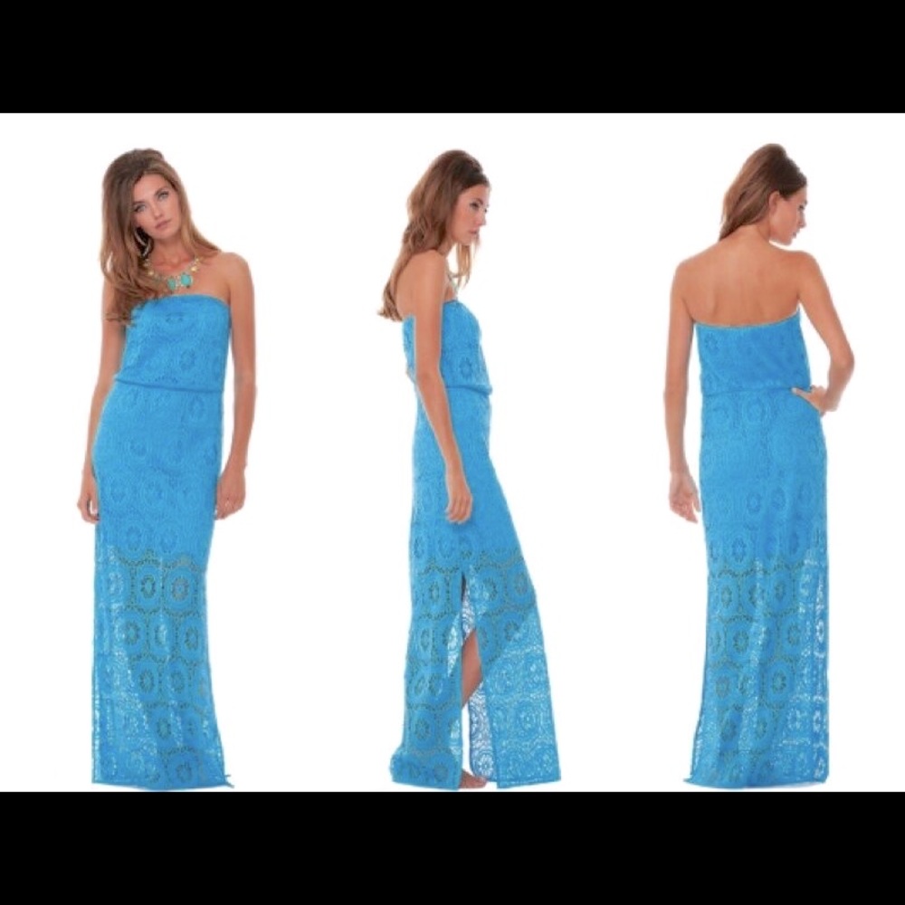 Lilly Pulitzer Emmet blue maxi XL EUC crochet dress